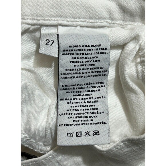 J Brand Jeans Womens 27 White Denim Capri‎ Mid Rise Straight Stretch Frayed Hem - Picture 7 of 9